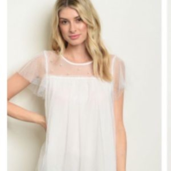 Very J- White Babydoll Pearl Embellished Dress S - Picture 2 of 10